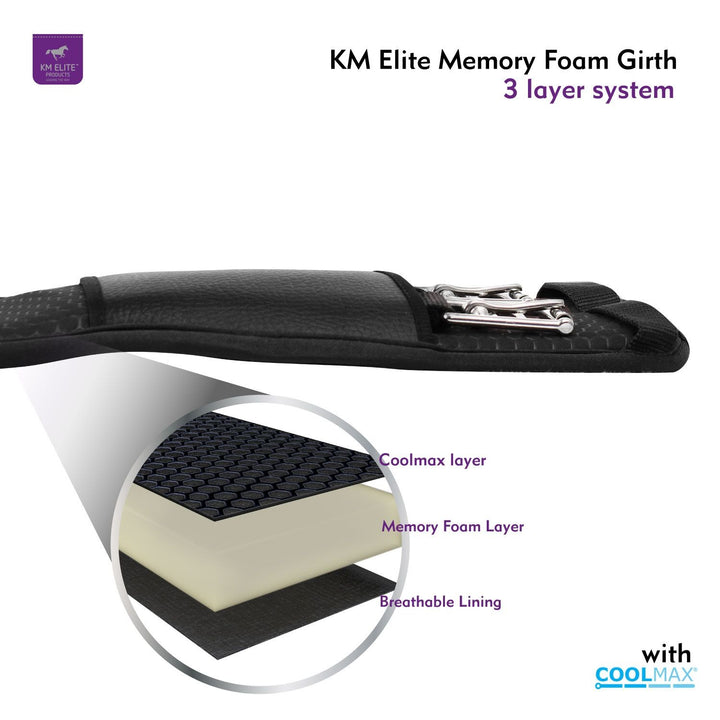 Black KM Elite Memory Foam Dressage Girth (Various Sizes)